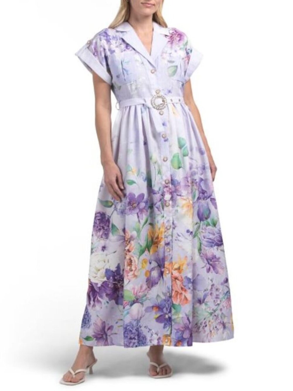 DALIA MACPHEE Short Sleeve Floral Maxi Dress